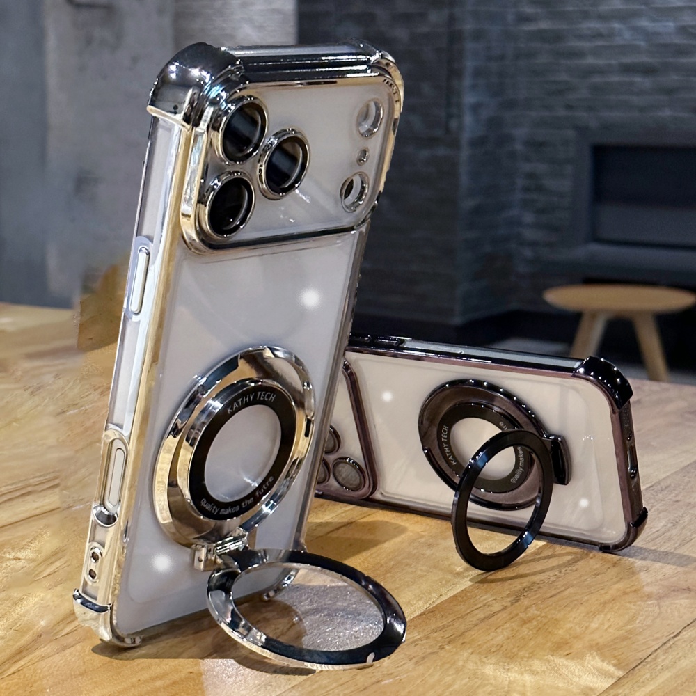 Phone Cases With Magnet - Luxury Shockproof Plating Bright Stand Case