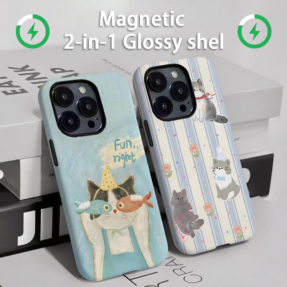 Phone Cases With Magnet - Cute cats and dogs Phone Case