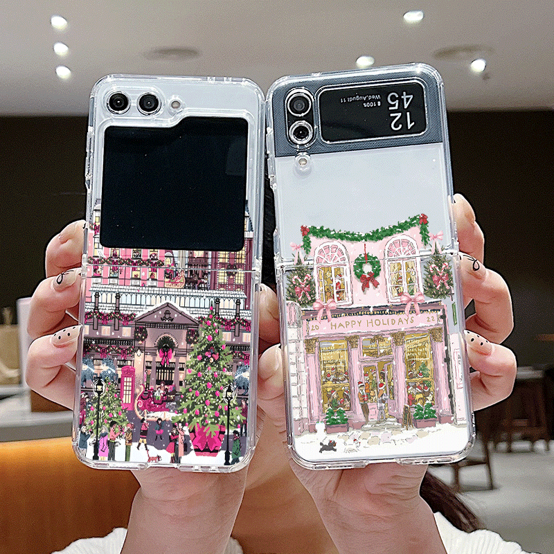 Phone Cases Z Fold 4 - Rural Building Snow Scenery Christmas Clear