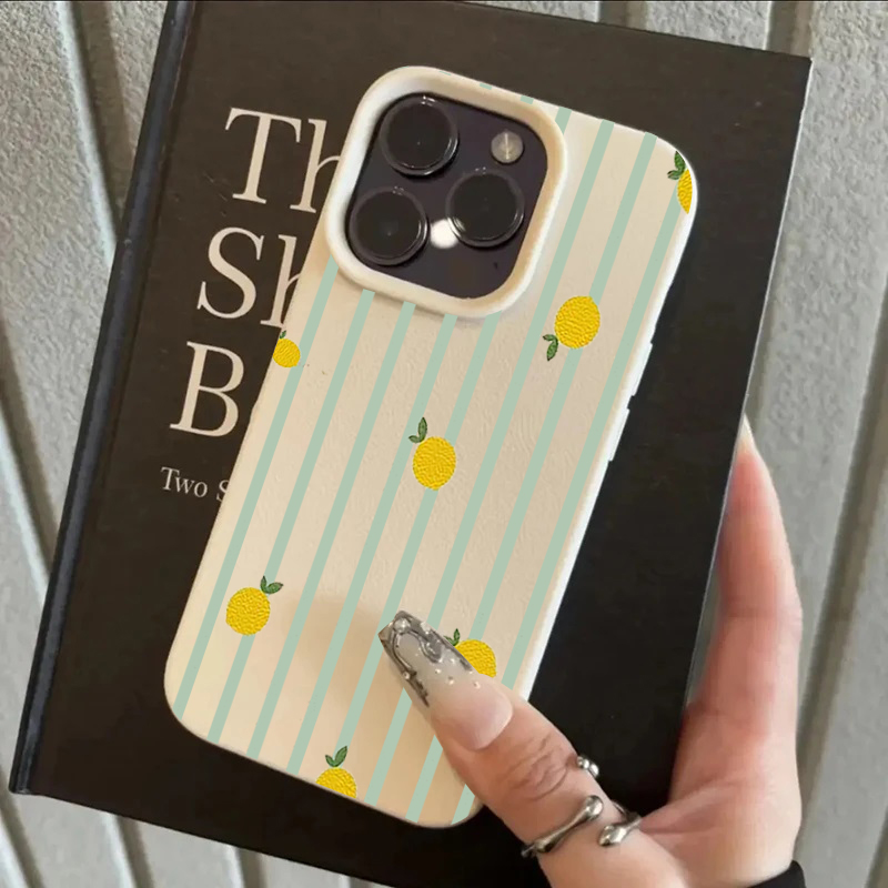 Phone Cases For Iphone 15 - Shockproof Cute Lemon Pattern Silicone Phone