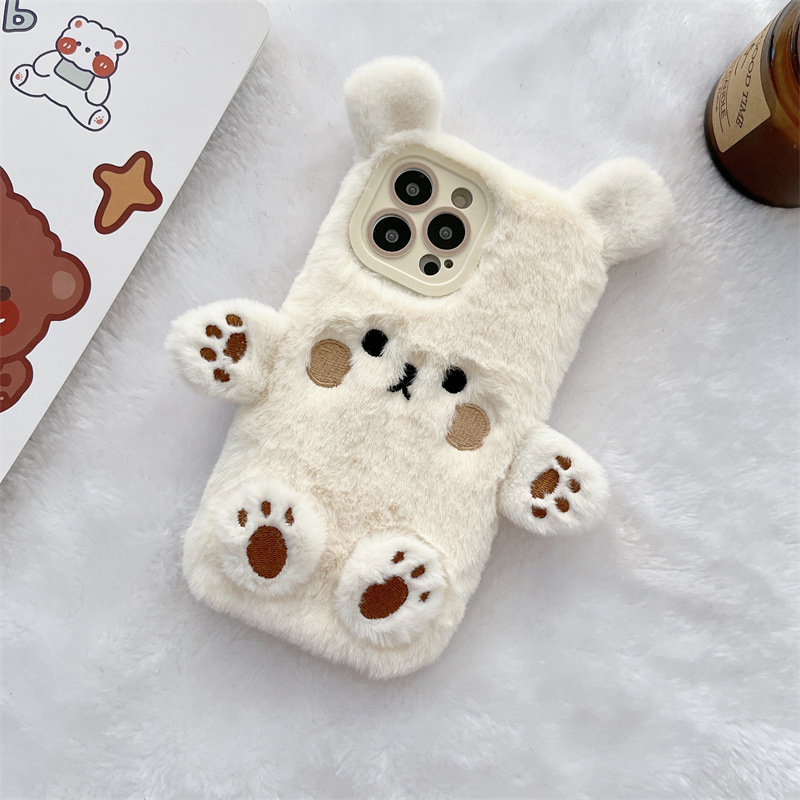 Korean 3D Cartoon Bear Fluffy  - đánh giá và giá Phone Cases For Iphone 15