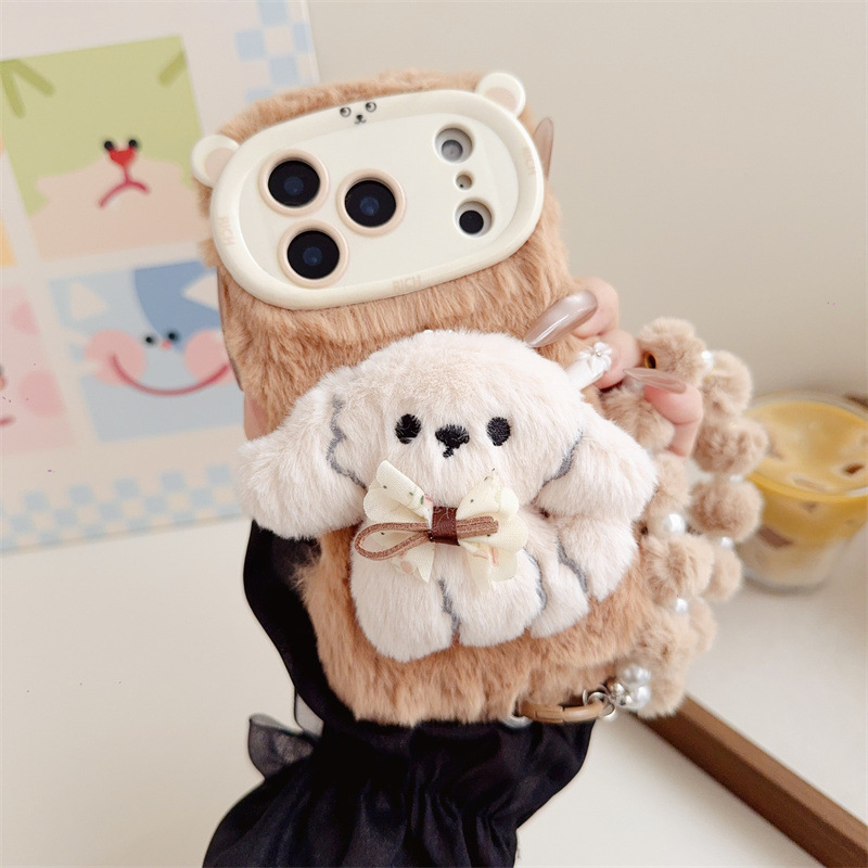 3D Cartoon Bowknot Puppy Warm  - đánh giá và giá Phone Cases For Iphone 15