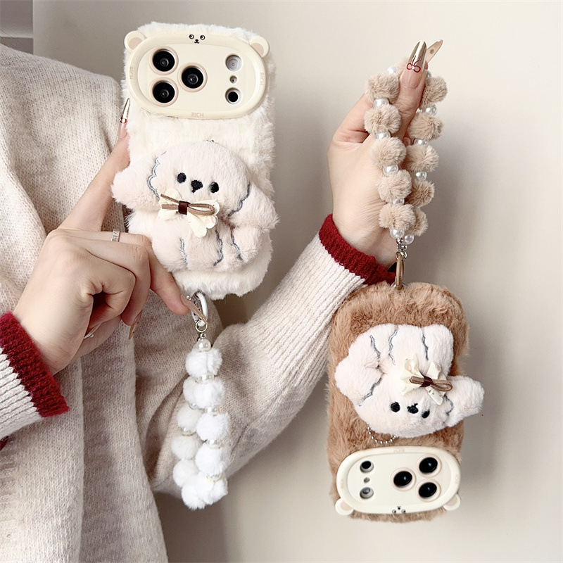 3D Cartoon Bowknot Puppy Warm  - đánh giá và giá Phone Cases For Iphone 15