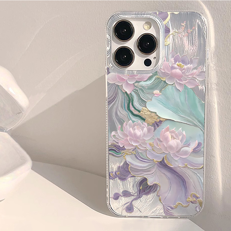 Dreamy Purple Lotus Print Aest - đánh giá và giá Phone Cases Aesthetic