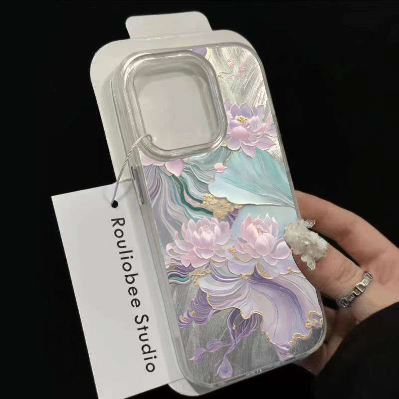 Dreamy Purple Lotus Print Aest - đánh giá và giá Phone Cases Aesthetic