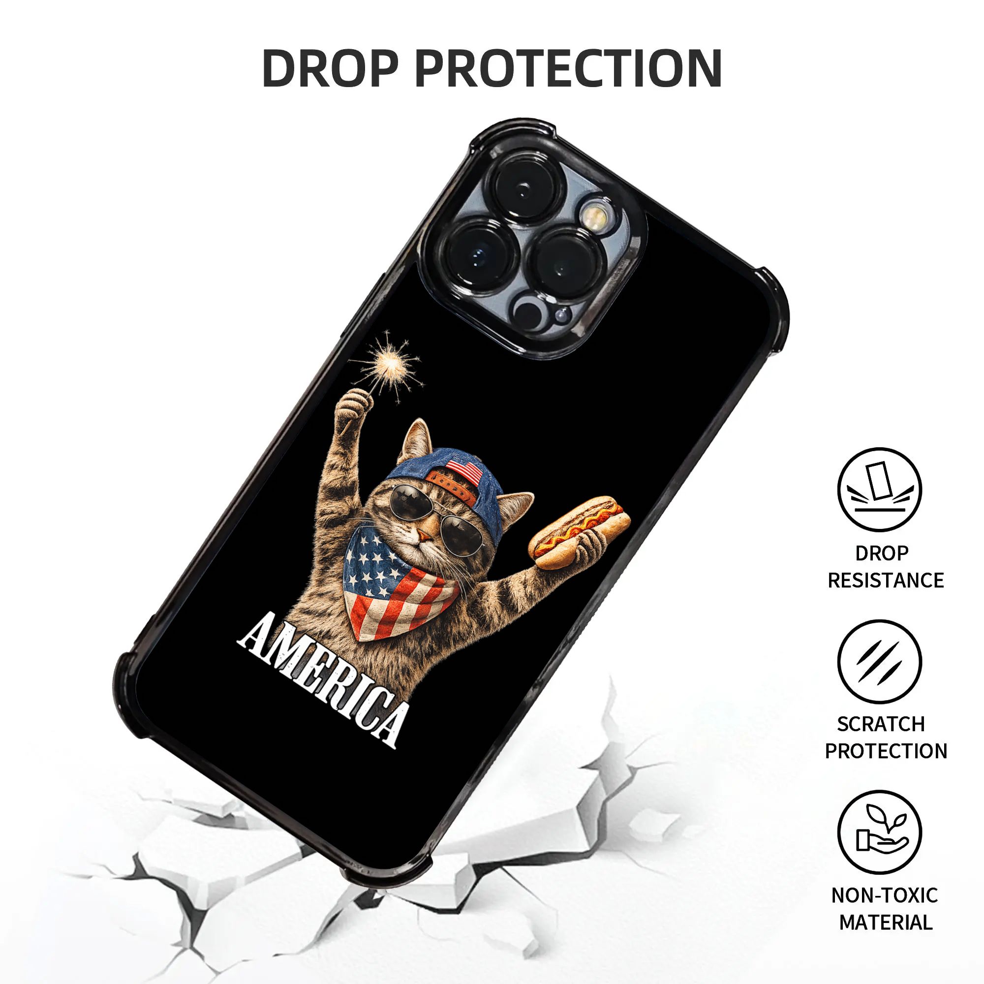 Cute America Cat Firework USA  - đánh giá và giá Phone Cases Usa